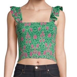 Bajanan Iris Crop Top Jade Tulip Rose Large